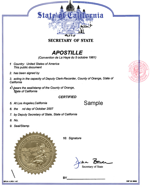 apostille california