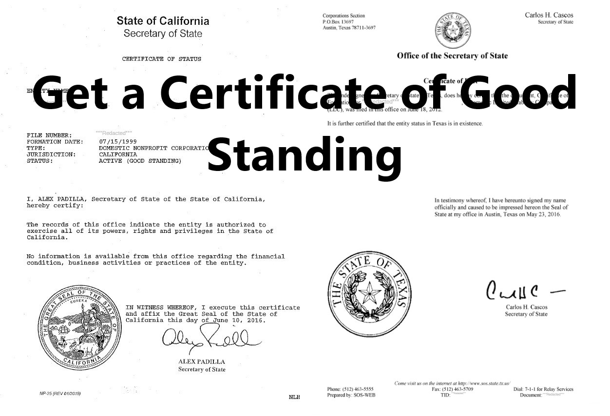 Certificate Of Good Standing California Secretary of State Expedited